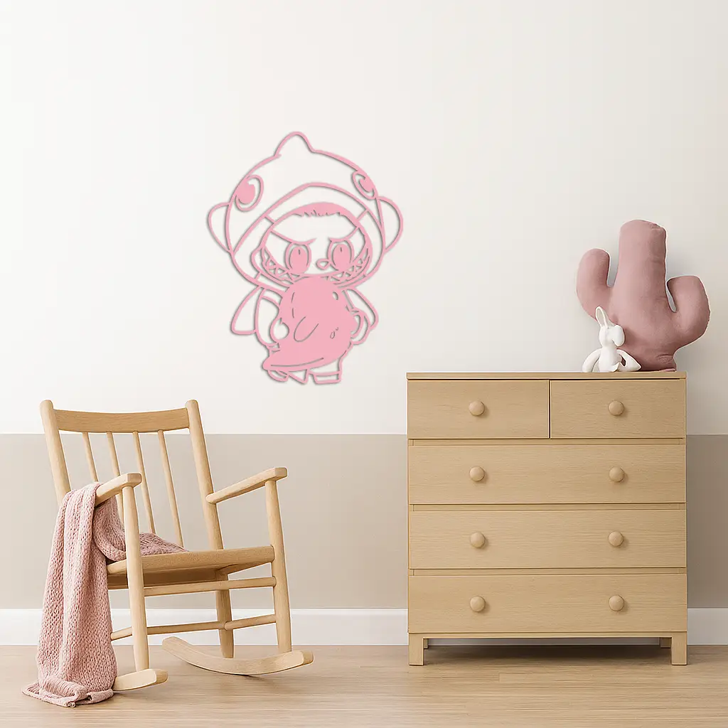 Labubu Character Silhouette – Pink Metal Wall Art - KAFGP166 by Enova Art