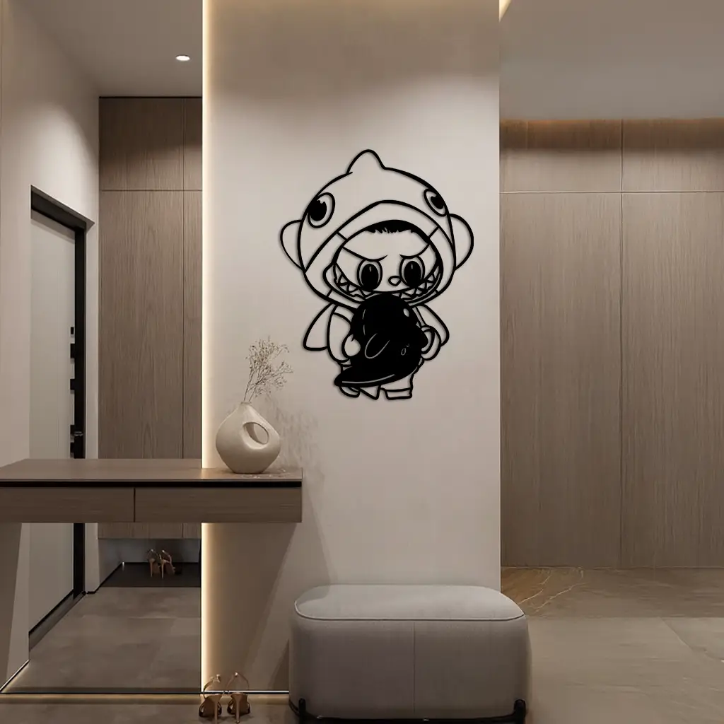 Labubu Character Silhouette – Pink Metal Wall Art - KAFGP166 by Enova Art