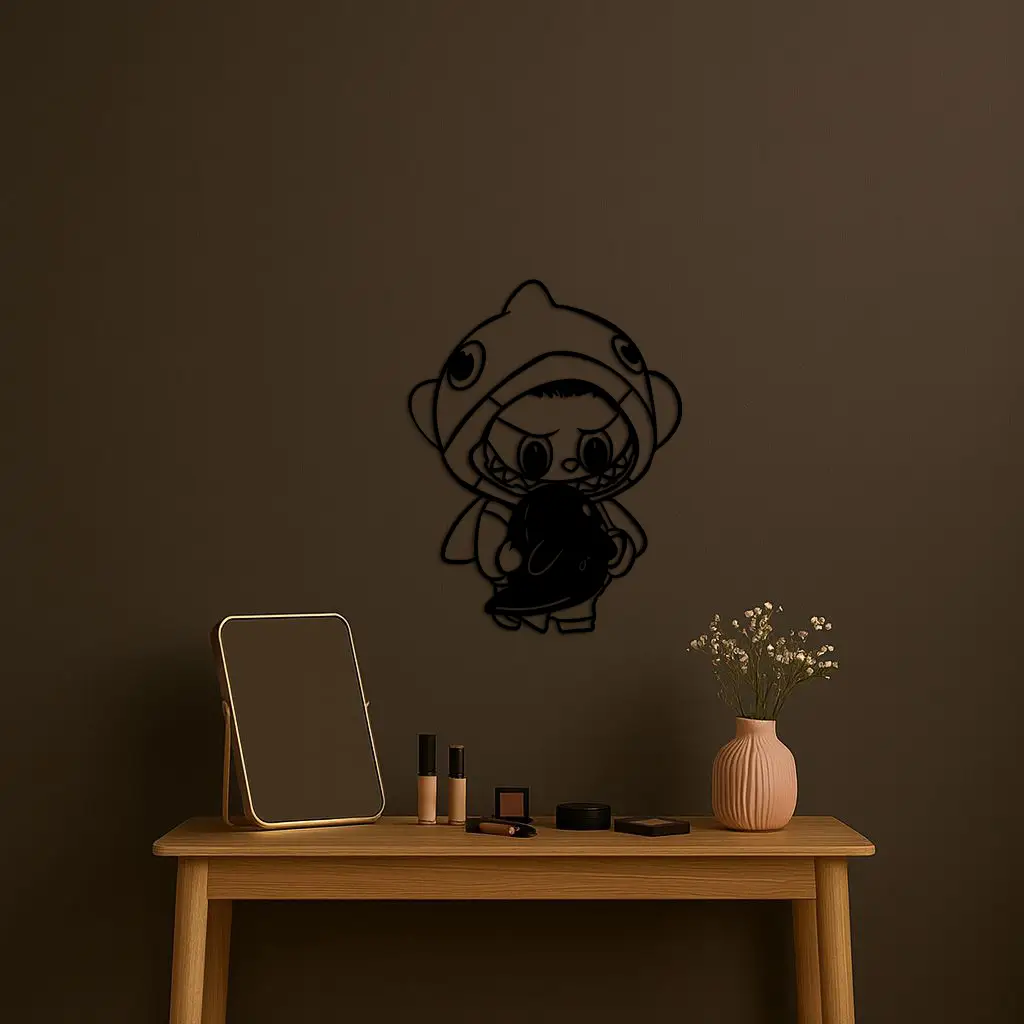 Labubu Character Silhouette – Pink Metal Wall Art - KAFGP166 by Enova Art