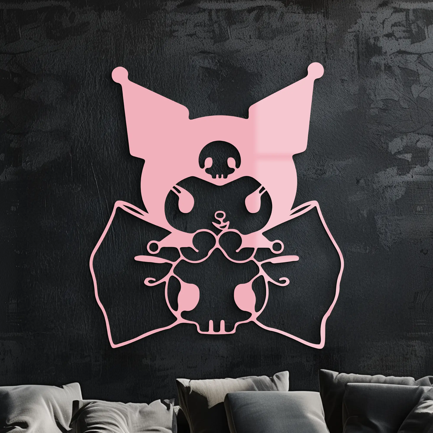 Kuromi Character Silhouette – Pink Metal Wall Art - KAFGP168 by Enova Art