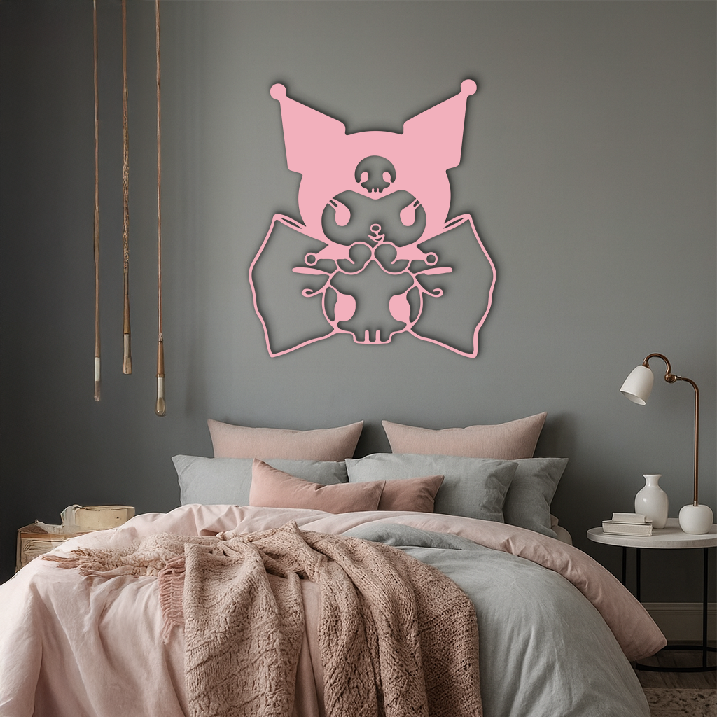 Kuromi Character Silhouette – Pink Metal Wall Art - KAFGP168 by Enova Art