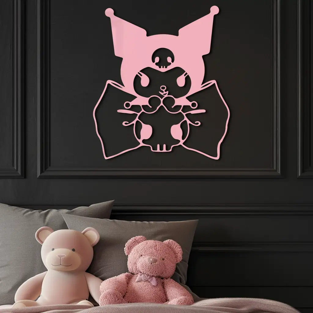 Kuromi Character Silhouette – Pink Metal Wall Art - KAFGP168 by Enova Art