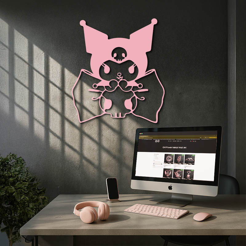 Kuromi Character Silhouette – Pink Metal Wall Art - KAFGP168 by Enova Art