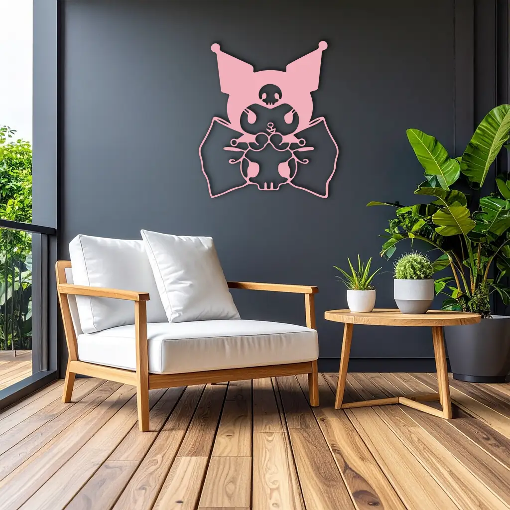 Kuromi Character Silhouette – Pink Metal Wall Art - KAFGP168 by Enova Art