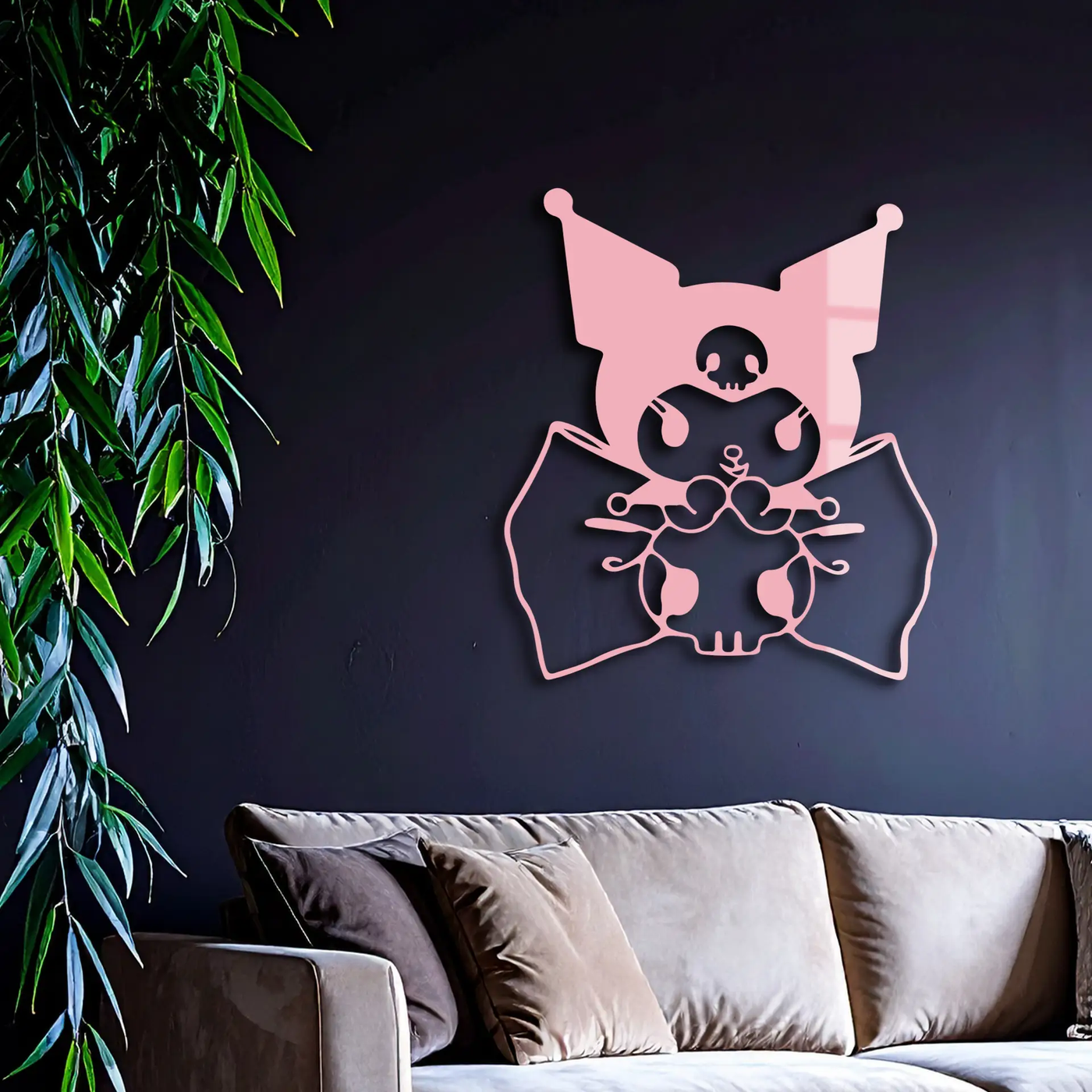 Kuromi Character Silhouette – Pink Metal Wall Art - KAFGP168 by Enova Art