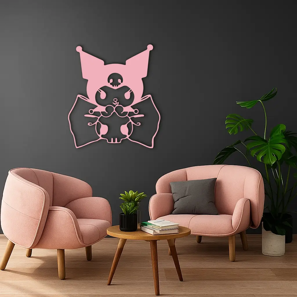 Kuromi Character Silhouette – Pink Metal Wall Art - KAFGP168 by Enova Art