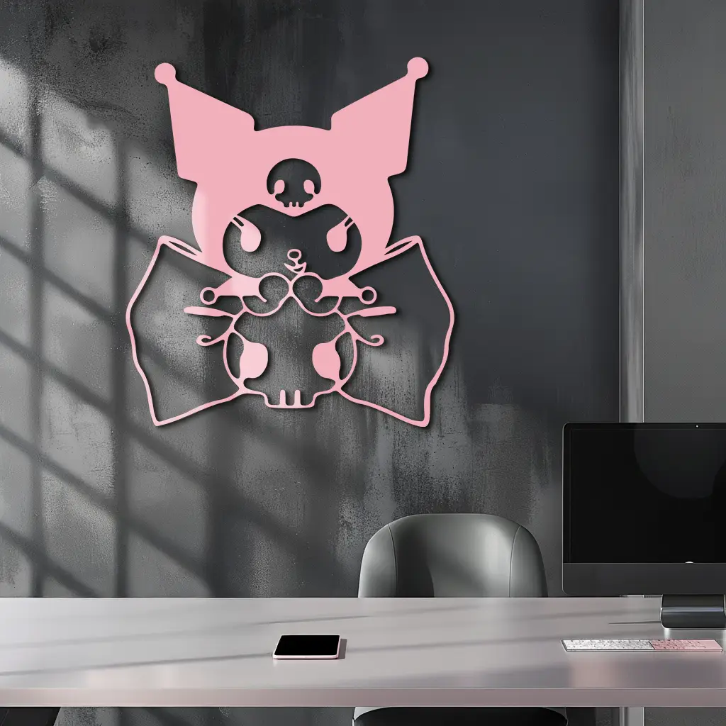 Kuromi Character Silhouette – Pink Metal Wall Art - KAFGP168 by Enova Art