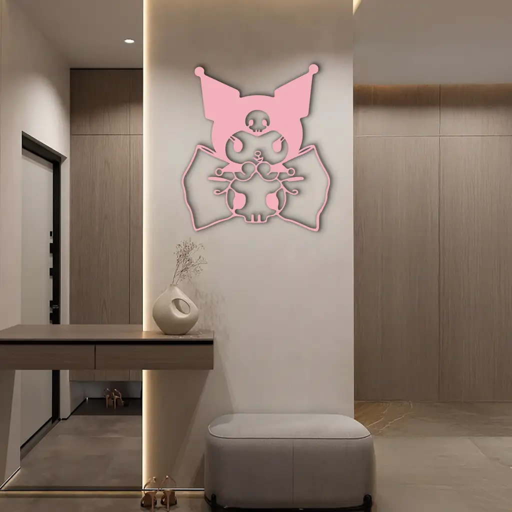 Kuromi Character Silhouette – Pink Metal Wall Art - KAFGP168 by Enova Art