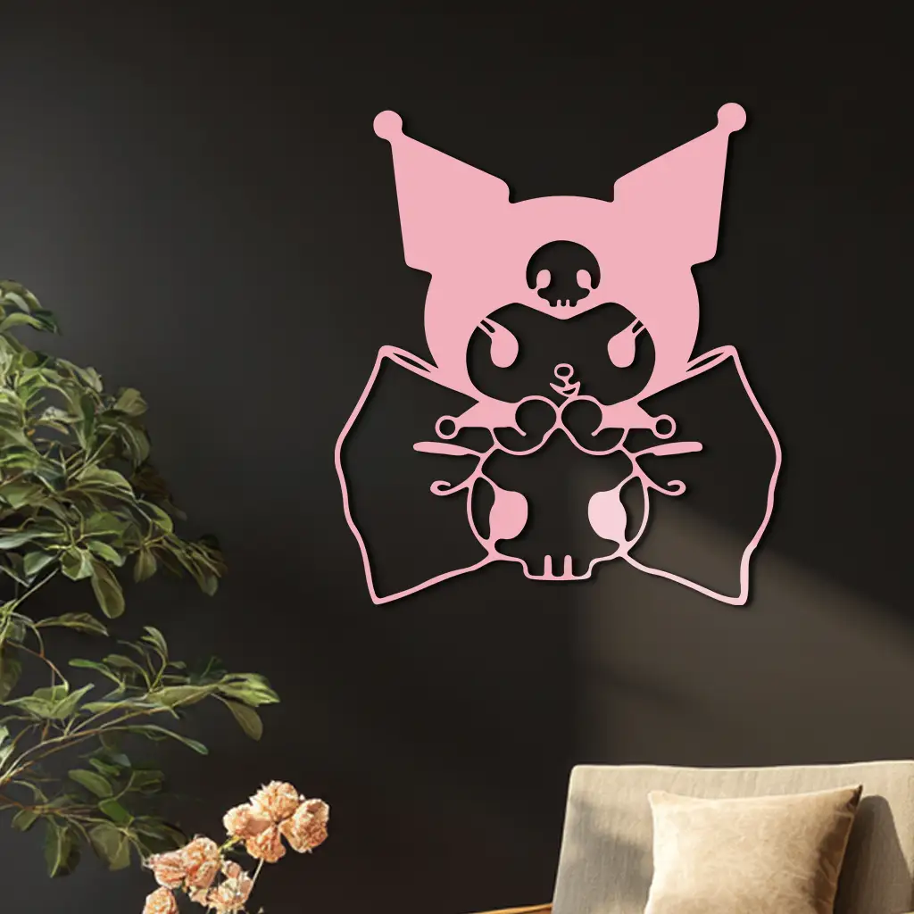 Kuromi Character Silhouette – Pink Metal Wall Art - KAFGP168 by Enova Art