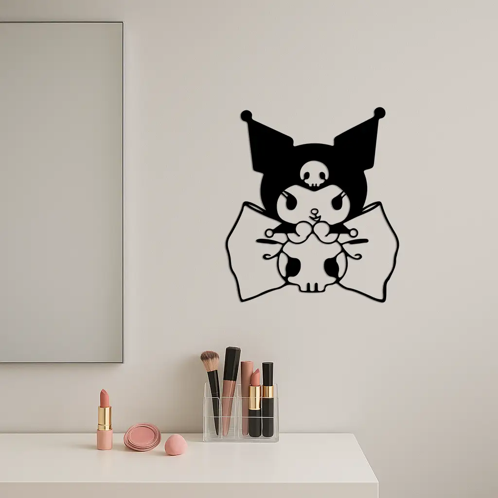 Kuromi Character Silhouette – Pink Metal Wall Art - KAFGP168 by Enova Art
