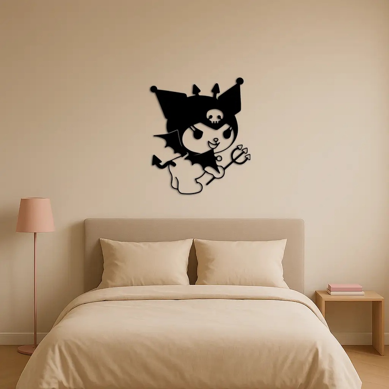 Kuromi Devil Girl Silhouette – Pink Metal Wall Art Home Decoration - KAFGP169 by Enova Art