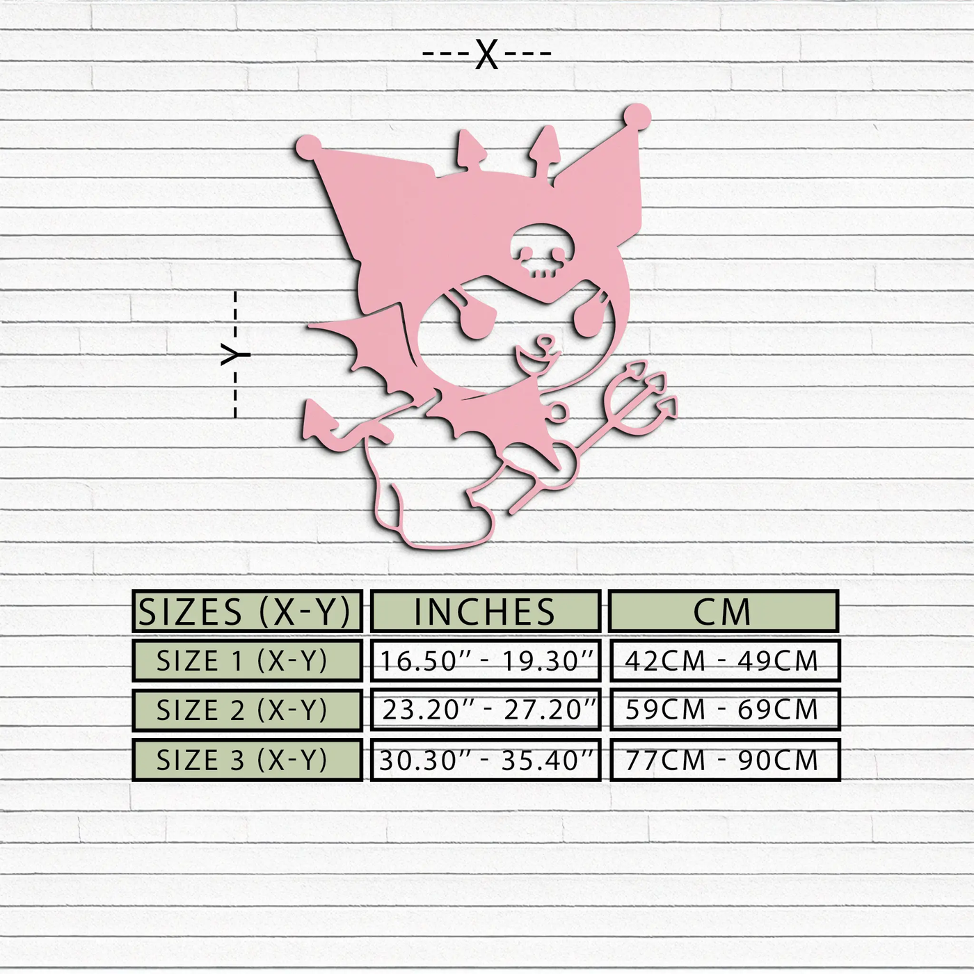 Kuromi Devil Girl Silhouette – Pink Metal Wall Art Home Decoration - KAFGP169 by Enova Art