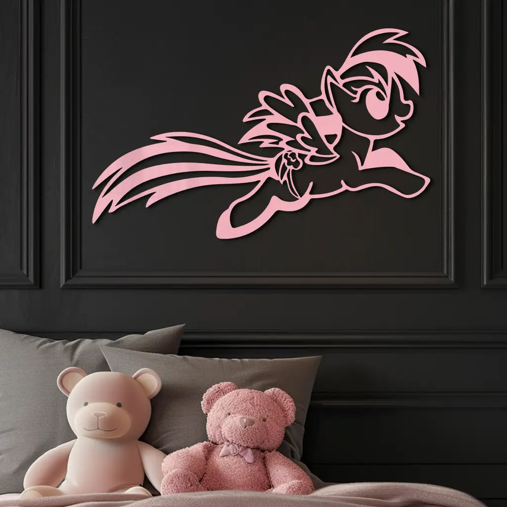 My Little Pony Flying Silhouette – Pink Metal Wall Art - KAFGP174 by Enova Art