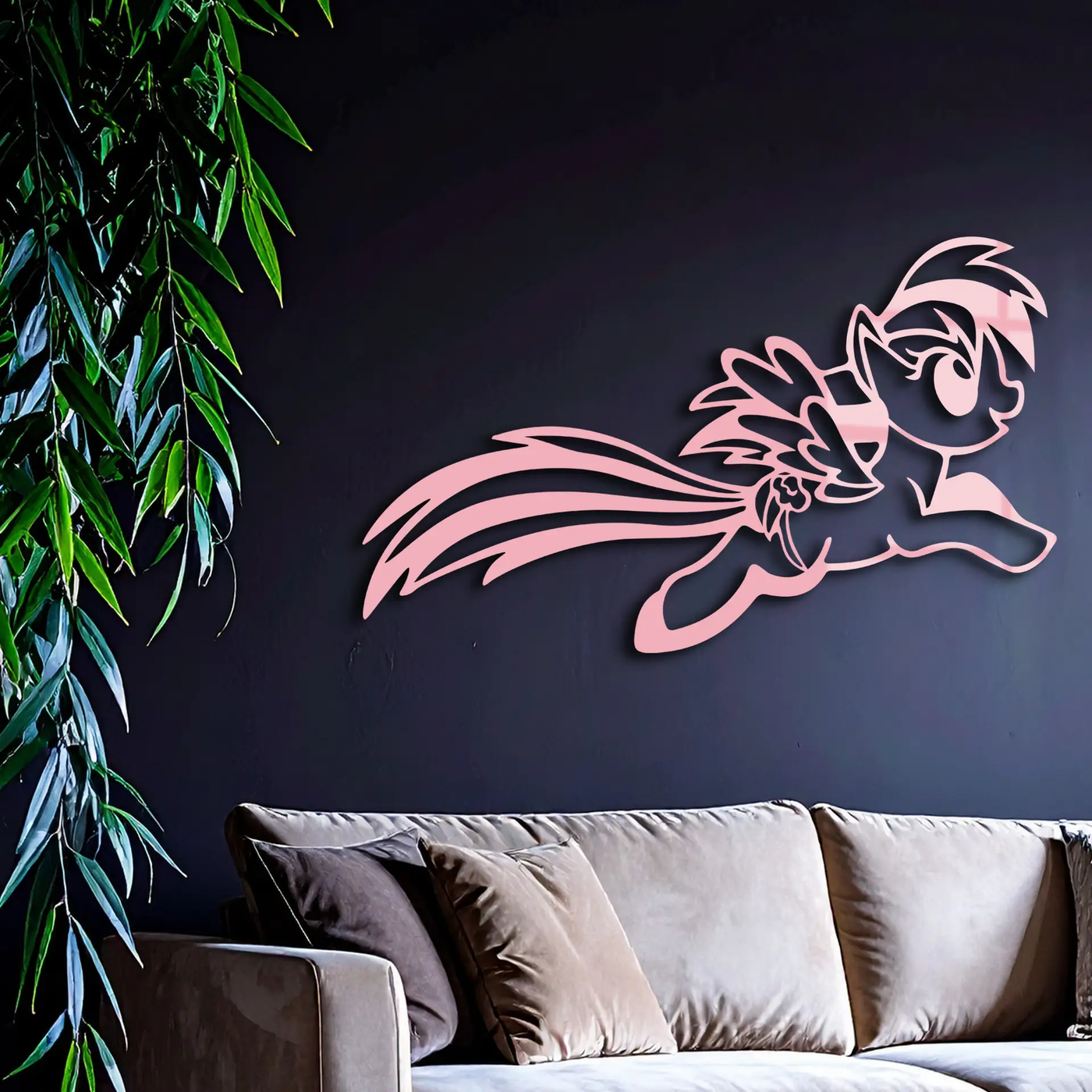 My Little Pony Flying Silhouette – Pink Metal Wall Art - KAFGP174 by Enova Art
