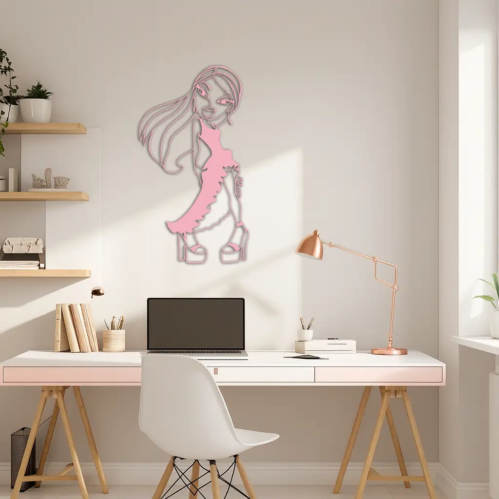 Bratz Doll Silhouette Modern Wall Art – Pink Metal Wall Décor - KAFGP180 by Enova Art