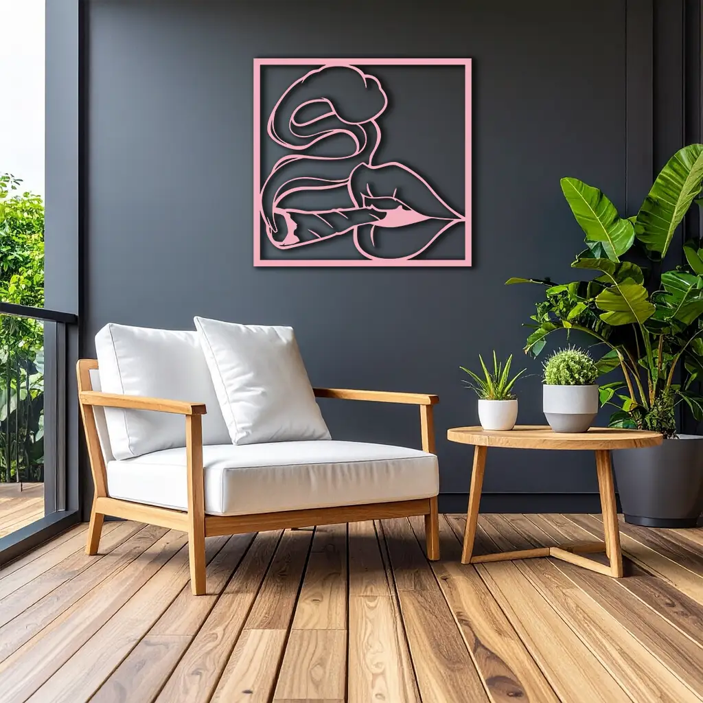Smoking Lips Silhouette Modern Wall Art – Pink Metal Décor - KAFGP181 by Enova Art