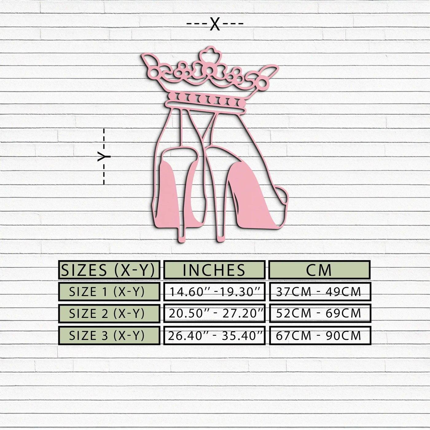 Crown High Heels Silhouette – Pink Metal Wall Art for Modern Glam Décor - KAFGP182 by Enova Art