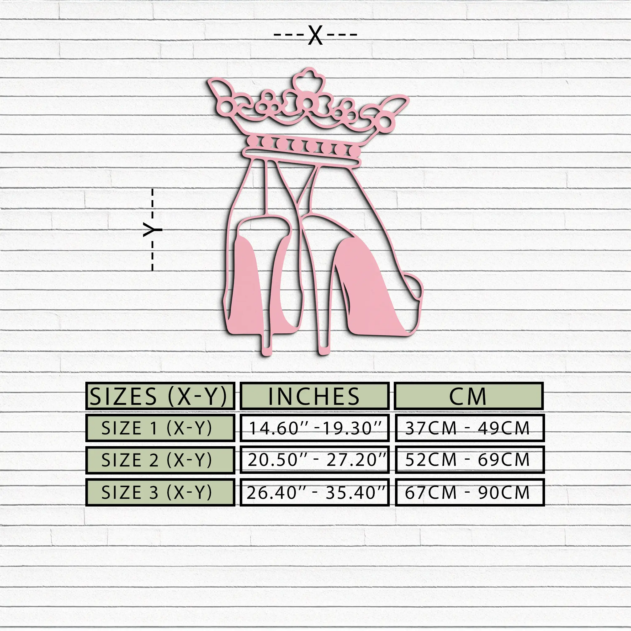 Crown High Heels Silhouette – Pink Metal Wall Art for Modern Glam Décor - KAFGP182 by Enova Art