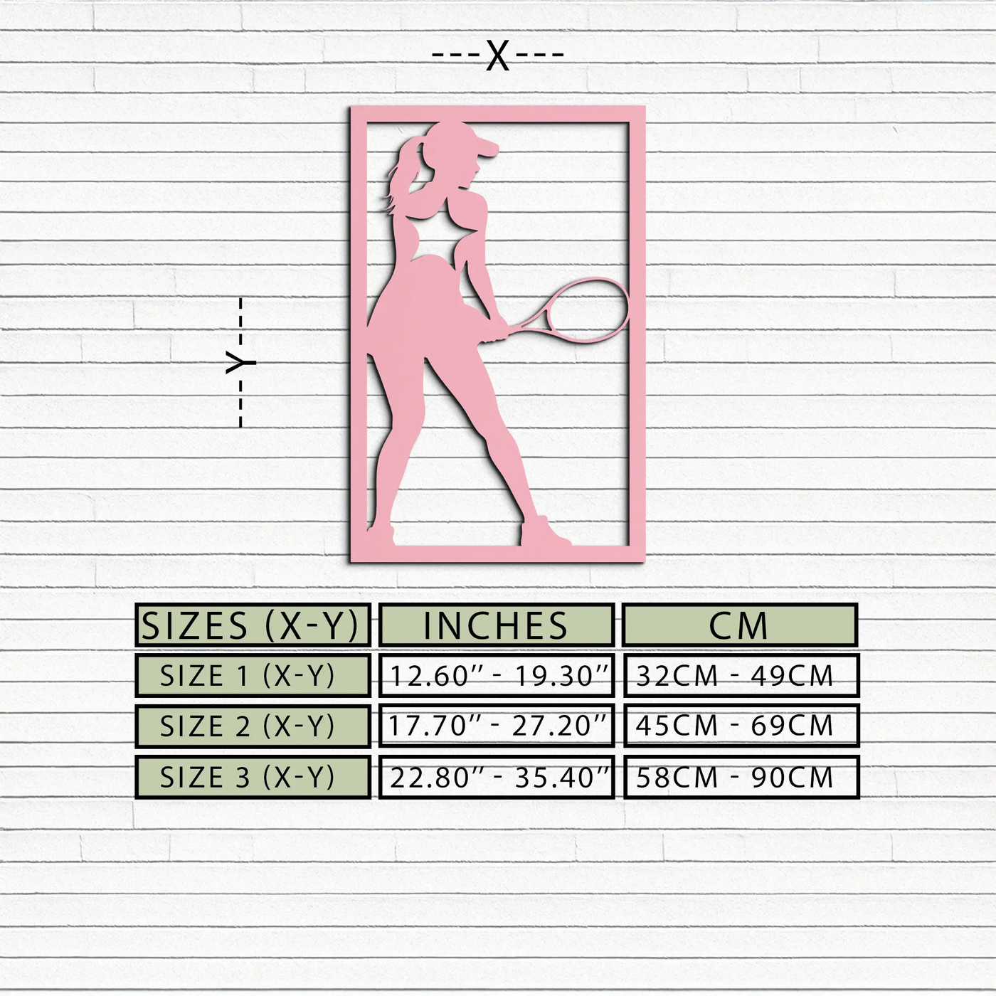 Tennis Player Silhouette Metal Wall Art – Pink Modern Sports Décor - KAFGP185 by Enova Art