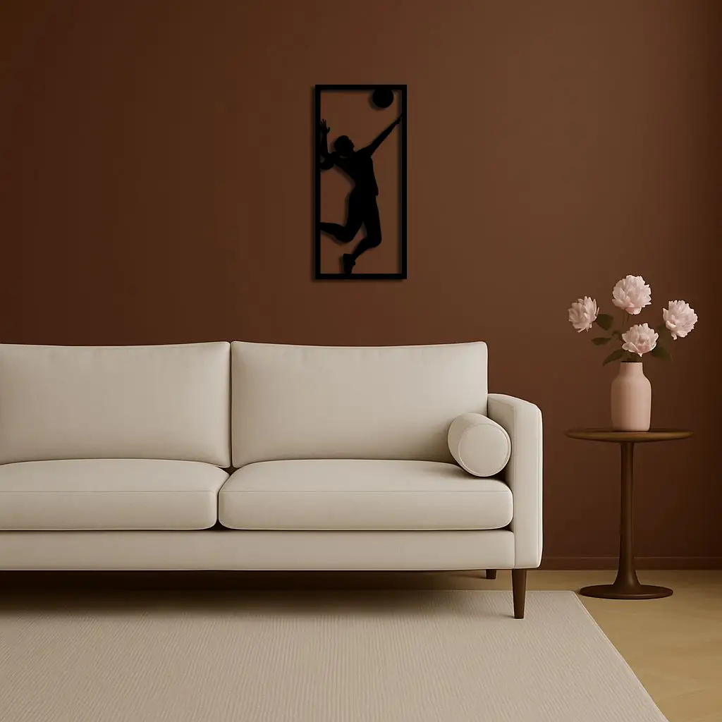 Volleyball Player Silhouette Metal Wall Art - Pink Modern Sports Décor - KAFGP186 by Enova Art