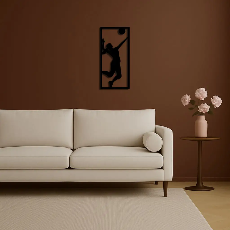 Volleyball Player Silhouette Metal Wall Art - Pink Modern Sports Décor - KAFGP186 by Enova Art