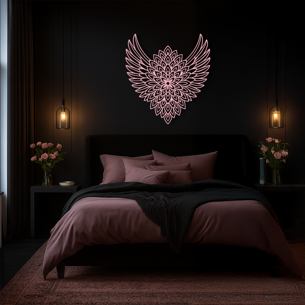Winged Mandala Metal Wall Art – Sacred Geometry Design - KAFGP057 by Enova Art