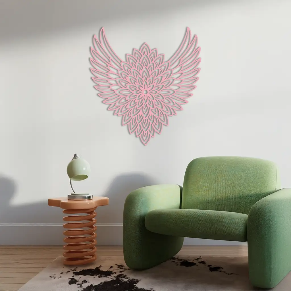 Winged Mandala Metal Wall Art – Sacred Geometry Design - KAFGP057 by Enova Art