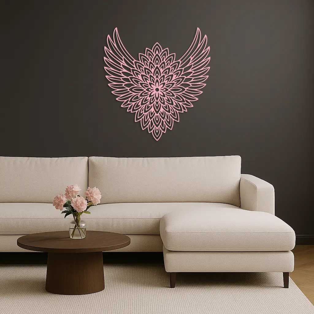 Winged Mandala Metal Wall Art – Sacred Geometry Design - KAFGP057 by Enova Art