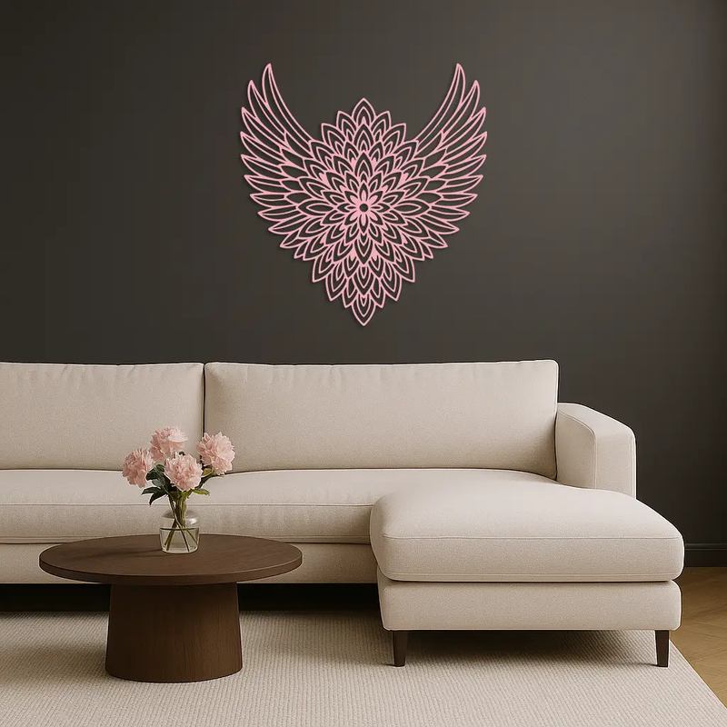 Winged Mandala Metal Wall Art – Sacred Geometry Design - KAFGP057 by Enova Art