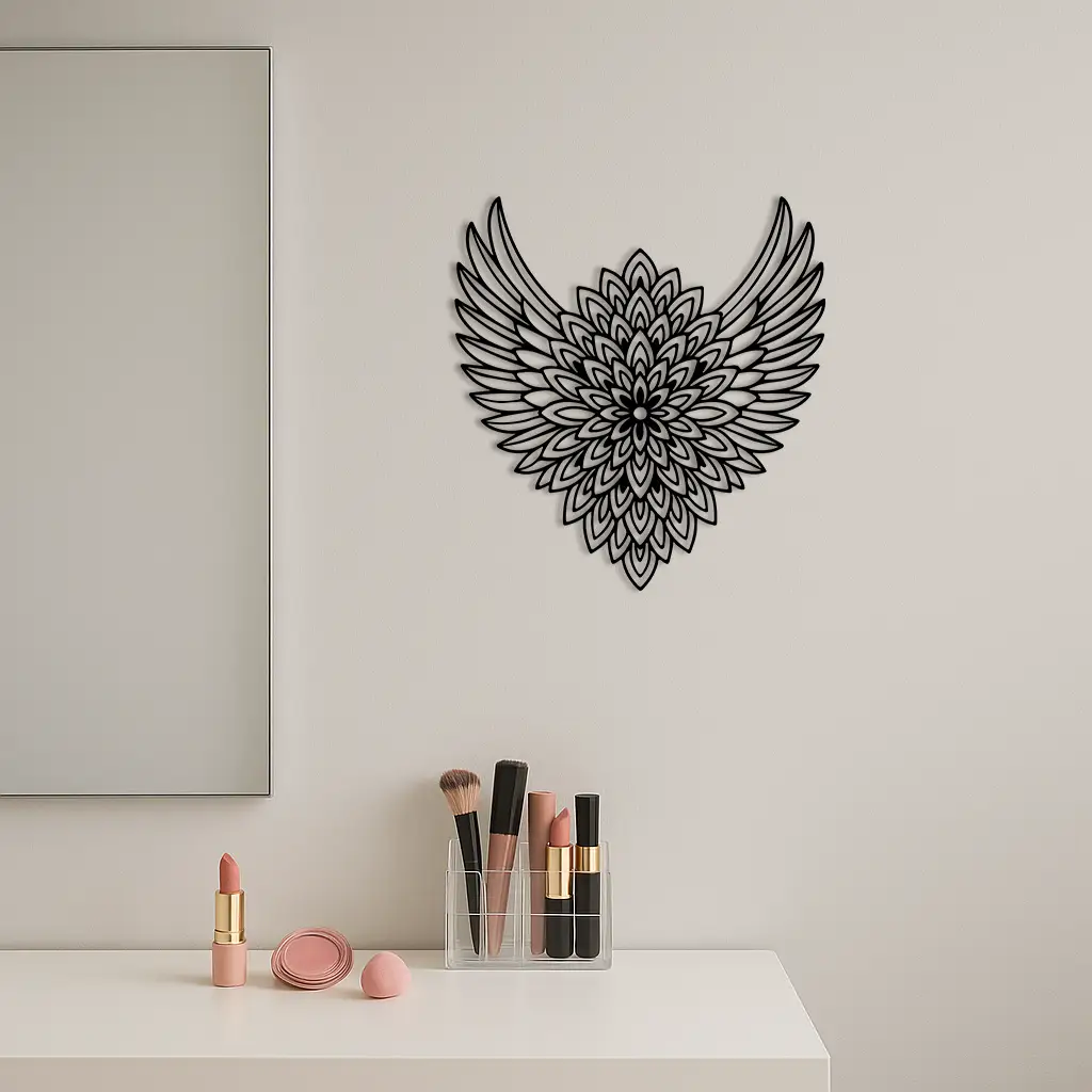 Winged Mandala Metal Wall Art – Sacred Geometry Design - KAFGP057 by Enova Art
