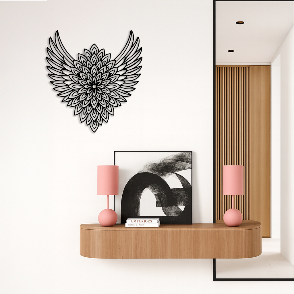 Winged Mandala Metal Wall Art – Sacred Geometry Design - KAFGP057 by Enova Art