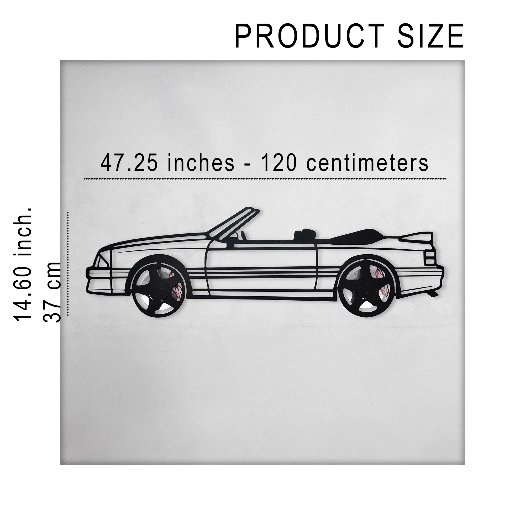 1993 Mustang GT Convertible Wall Art – Steel & Spinning Wheels-KAFMEKA002 by Enova Art