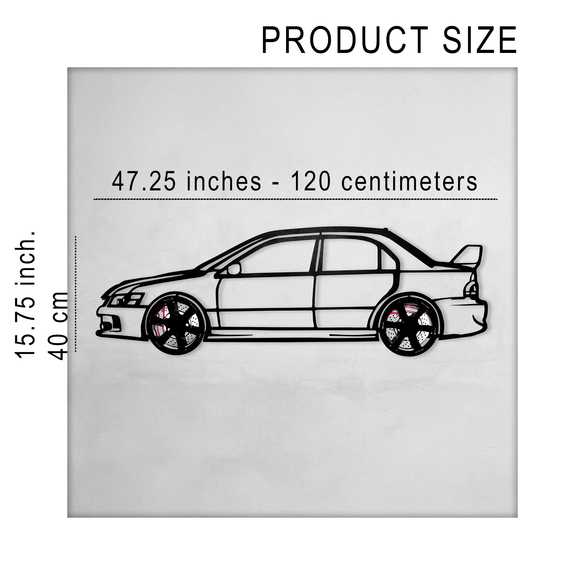 2006 Lancer Evo Metal Wall Art – JDM Steel with Spinning Wheels-KAFMEKA003 by Enova Art