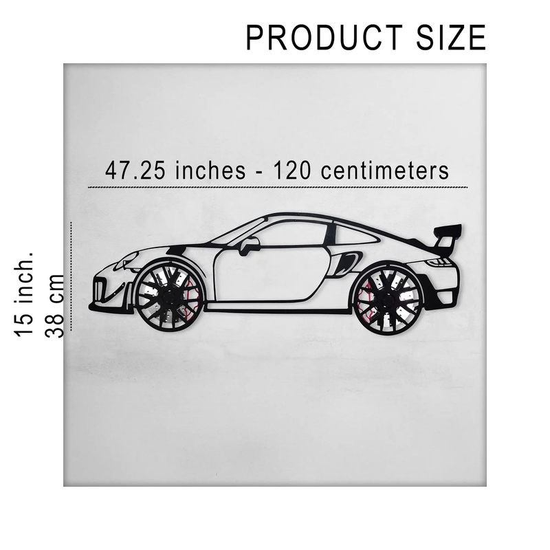2019 Porsche 911 GT2 RS Wall Art – Steel Cut with Spinning Wheels-KAFMEKA006 by Enova Art