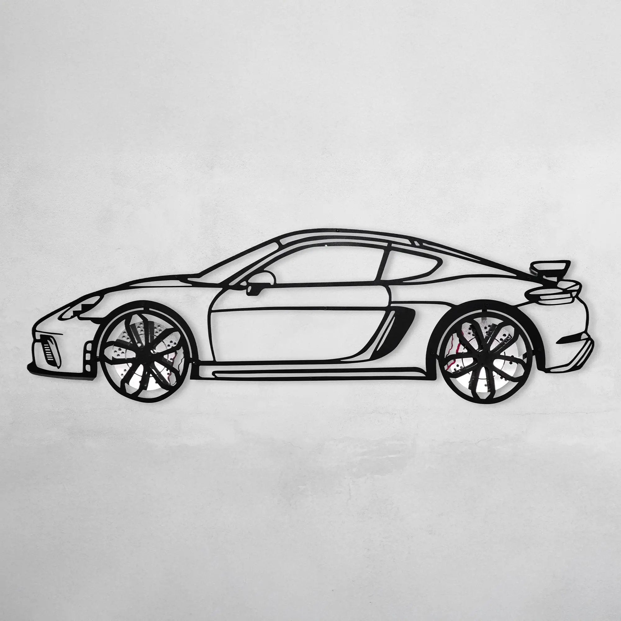 2020 Porsche Cayman GT4 Wall Art – Steel Silhouette with Spinning Wheels-KAFMEKA007 by Enova Art