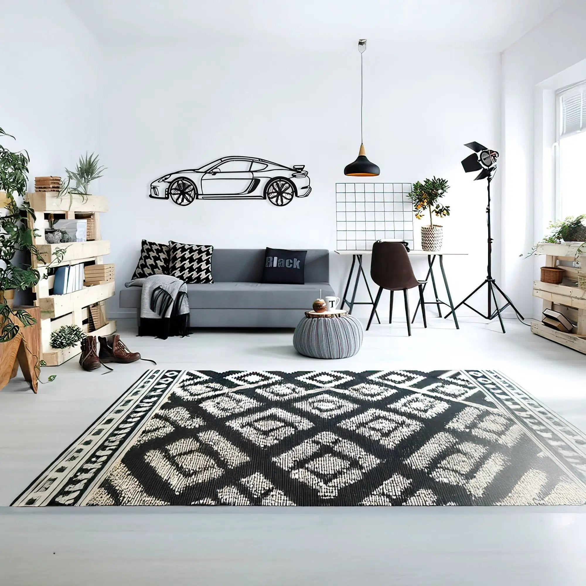 2020 Porsche Cayman GT4 Wall Art – Steel Silhouette with Spinning Wheels-KAFMEKA007 by Enova Art