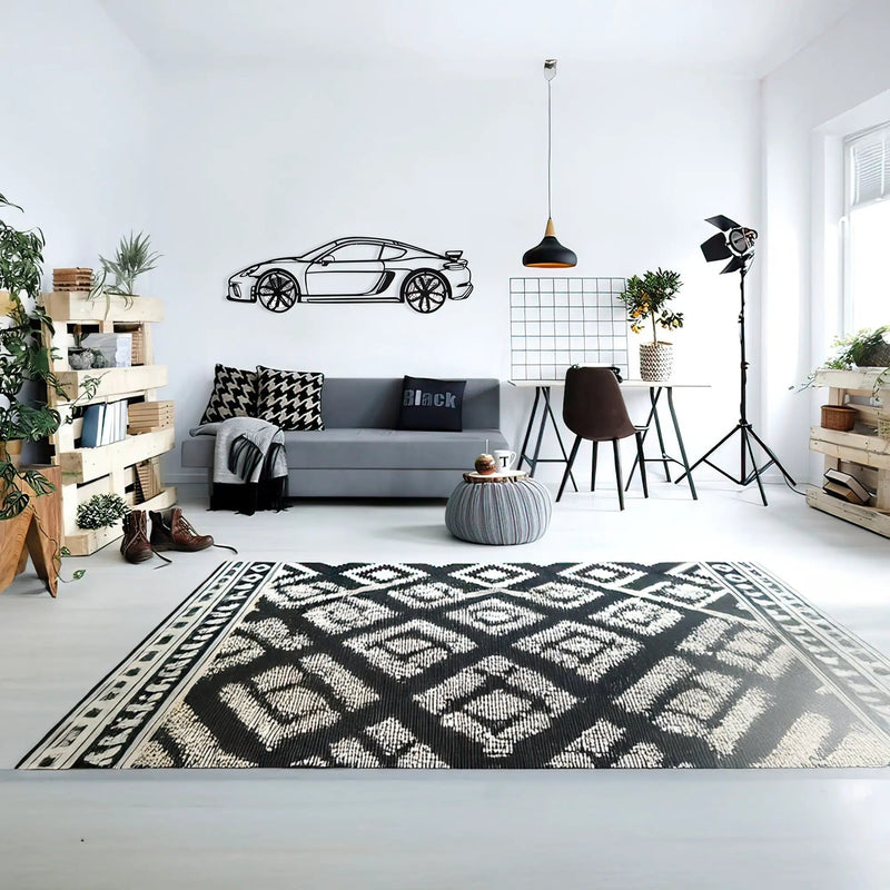 2020 Porsche Cayman GT4 Wall Art – Steel Silhouette with Spinning Wheels-KAFMEKA007 by Enova Art