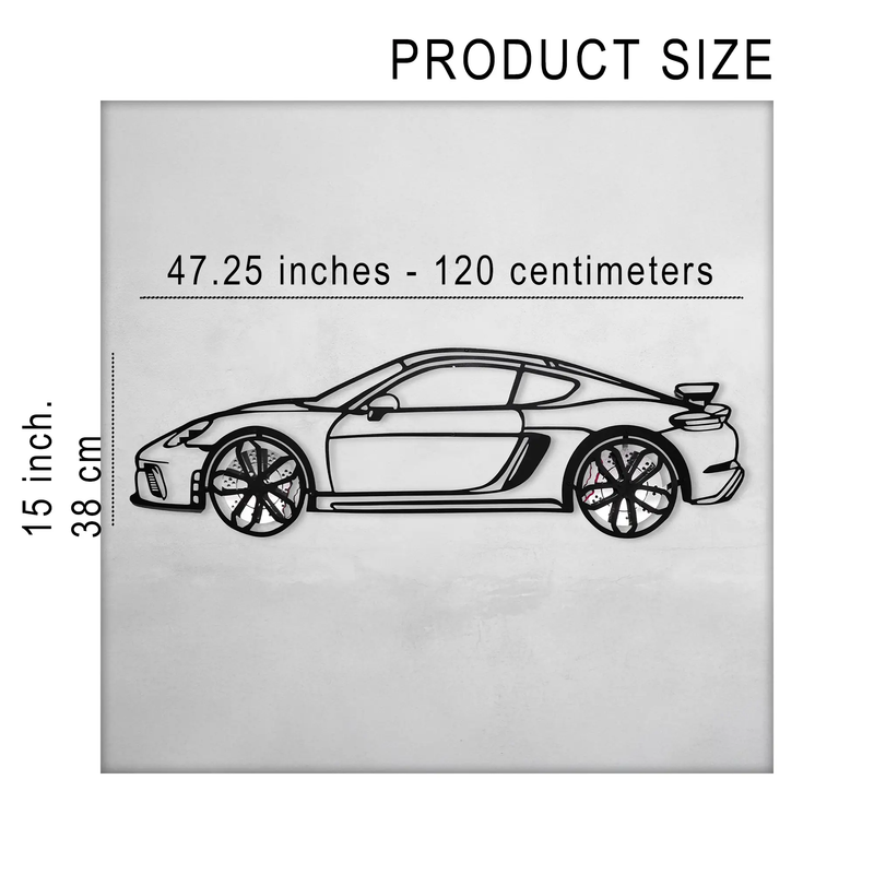2020 Porsche Cayman GT4 Wall Art – Steel Silhouette with Spinning Wheels-KAFMEKA007 by Enova Art