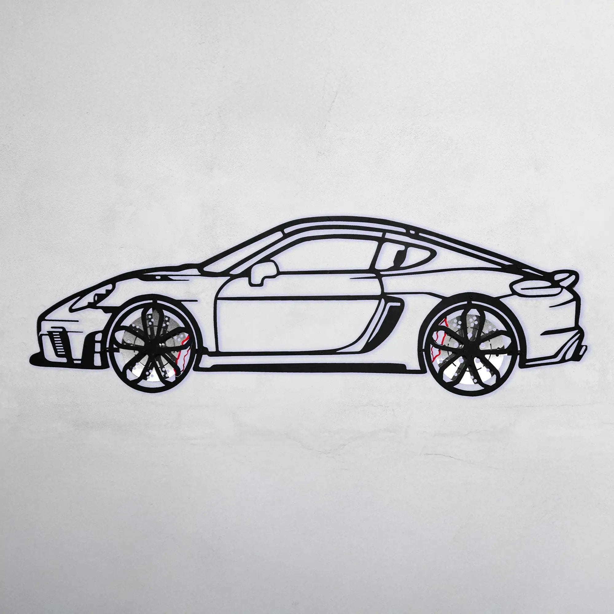 2022 Porsche Cayman 718 GT4 Wall Art – Steel Cut with Spinning Wheels-KAFMEKA008 by Enova Art