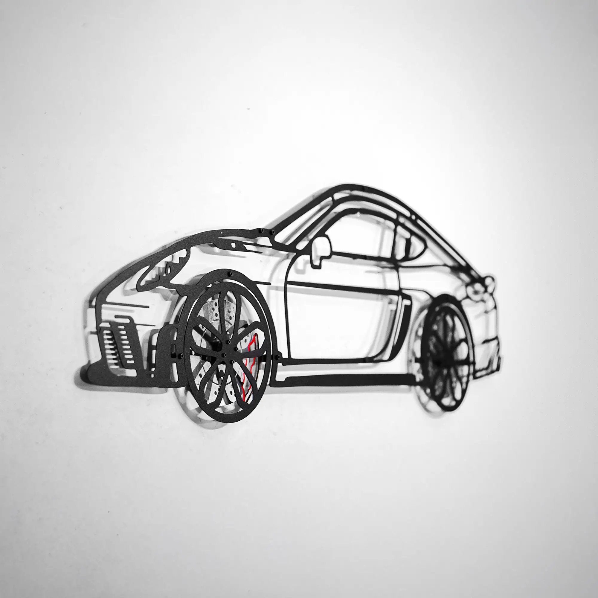 2022 Porsche Cayman 718 GT4 Wall Art – Steel Cut with Spinning Wheels-KAFMEKA008 by Enova Art