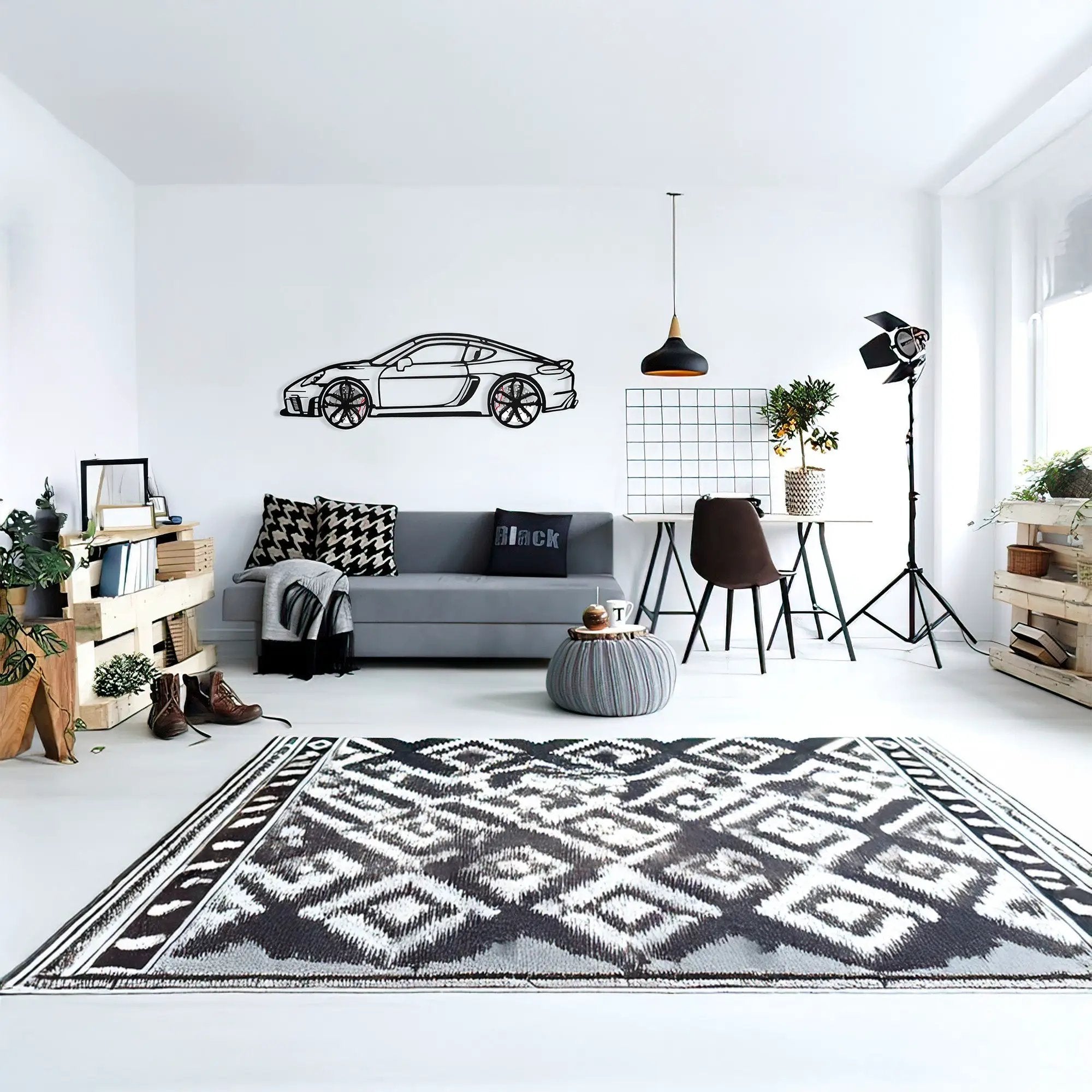 2022 Porsche Cayman 718 GT4 Wall Art – Steel Cut with Spinning Wheels-KAFMEKA008 by Enova Art