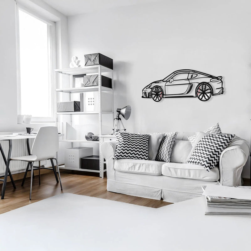 2022 Porsche Cayman 718 GT4 Wall Art – Steel Cut with Spinning Wheels-KAFMEKA008 by Enova Art