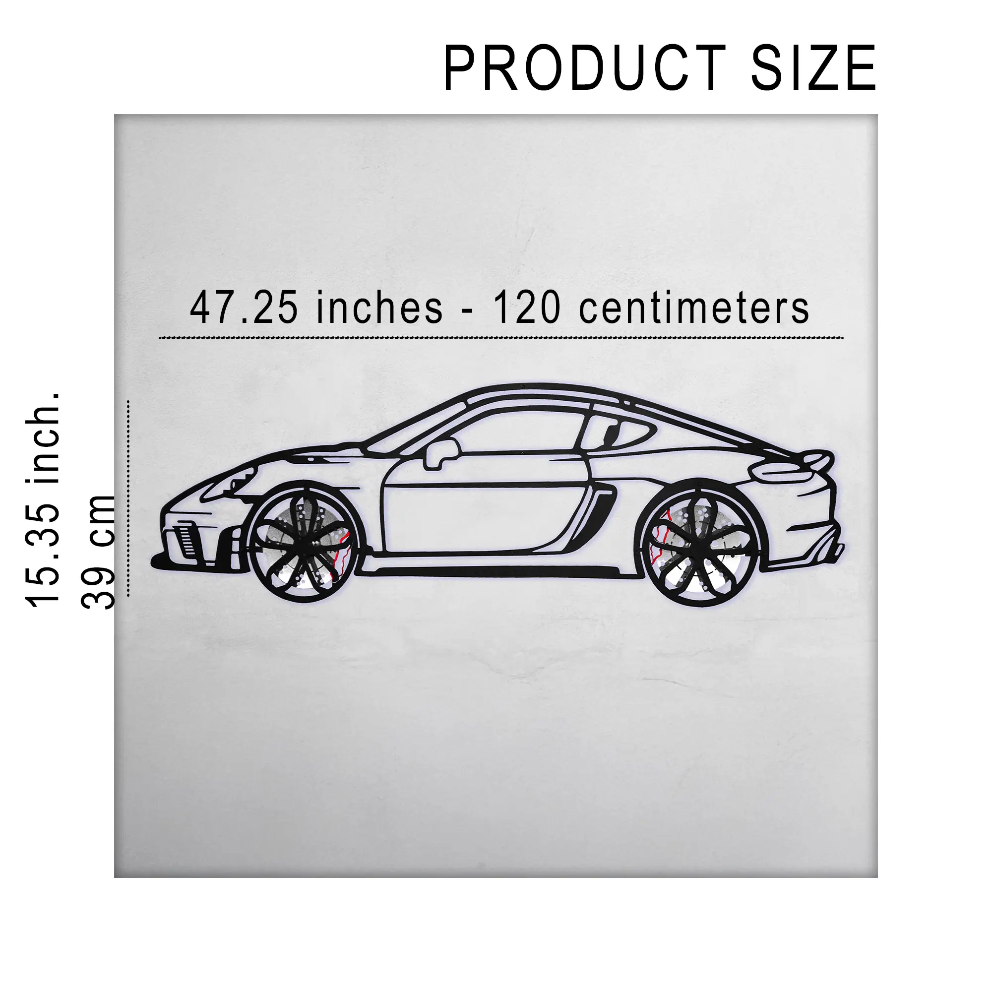 2022 Porsche Cayman 718 GT4 Wall Art – Steel Cut with Spinning Wheels-KAFMEKA008 by Enova Art