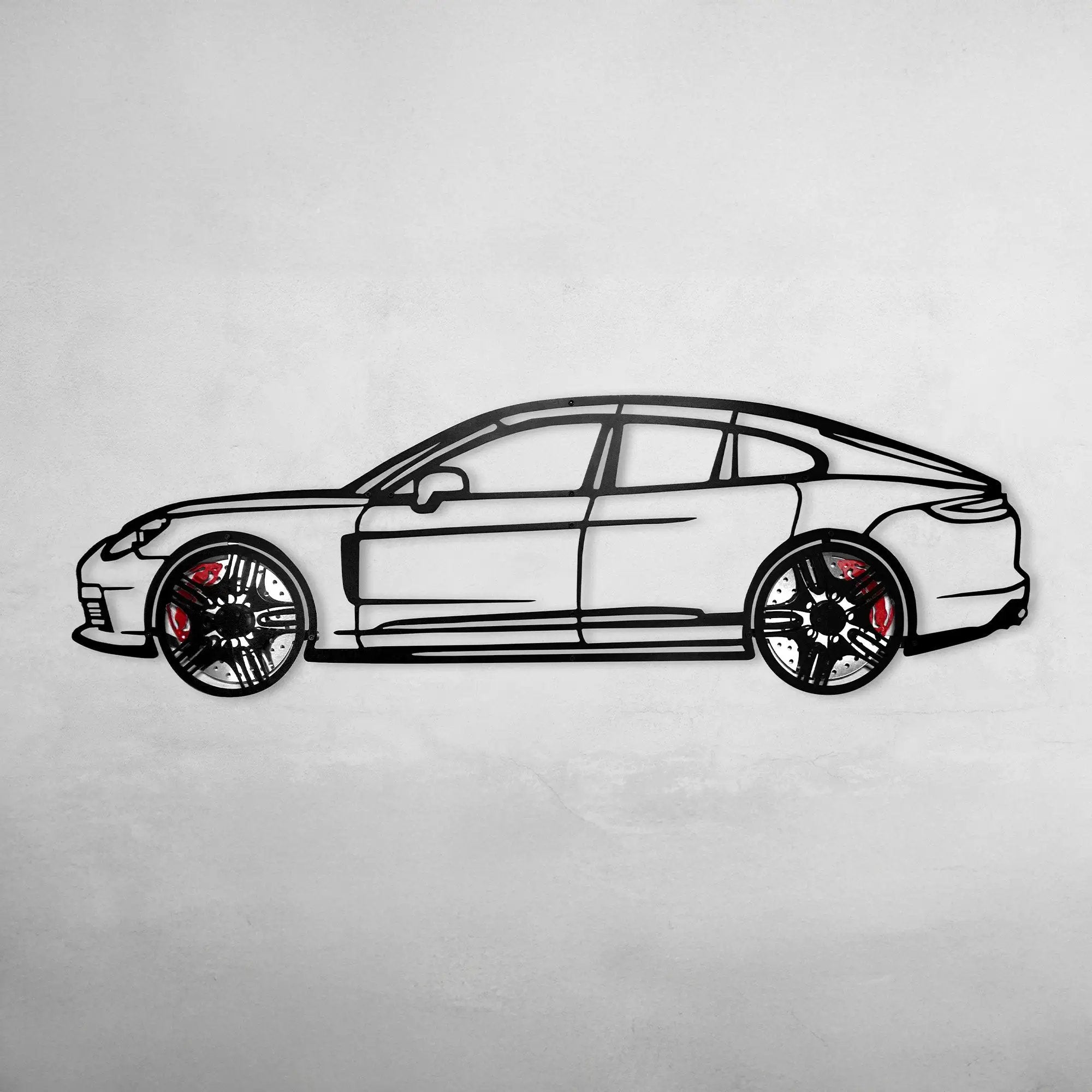 2022 Porsche Panamera 4S Wall Art – Steel Silhouette with Spinning Wheels-KAFMEKA009 by Enova Art