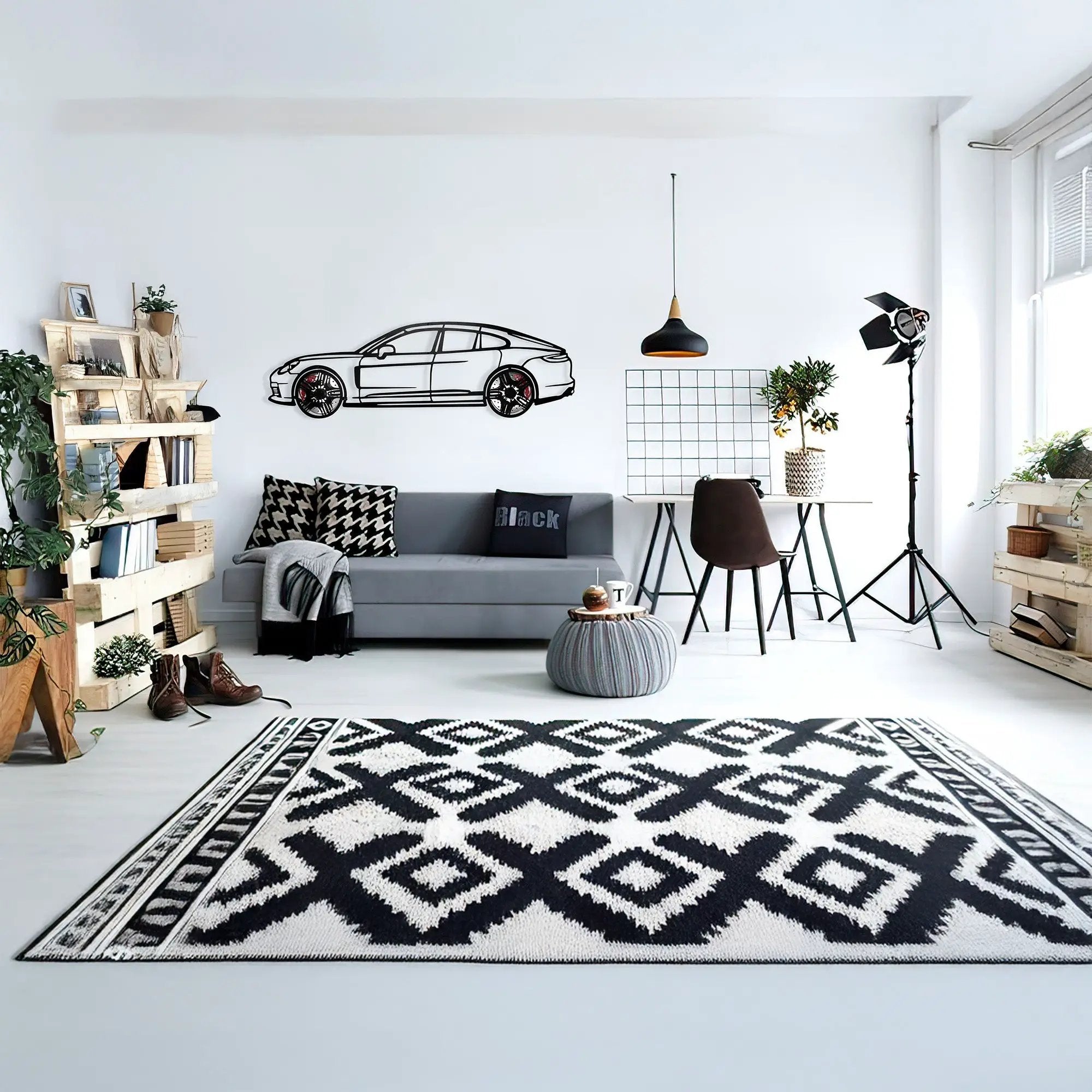 2022 Porsche Panamera 4S Wall Art – Steel Silhouette with Spinning Wheels-KAFMEKA009 by Enova Art