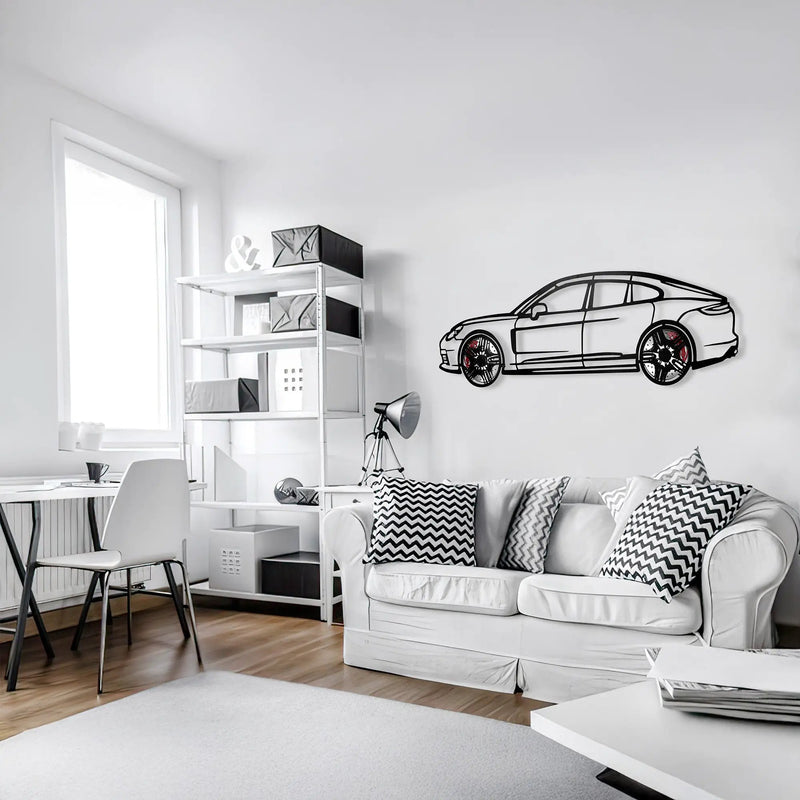 2022 Porsche Panamera 4S Wall Art – Steel Silhouette with Spinning Wheels-KAFMEKA009 by Enova Art