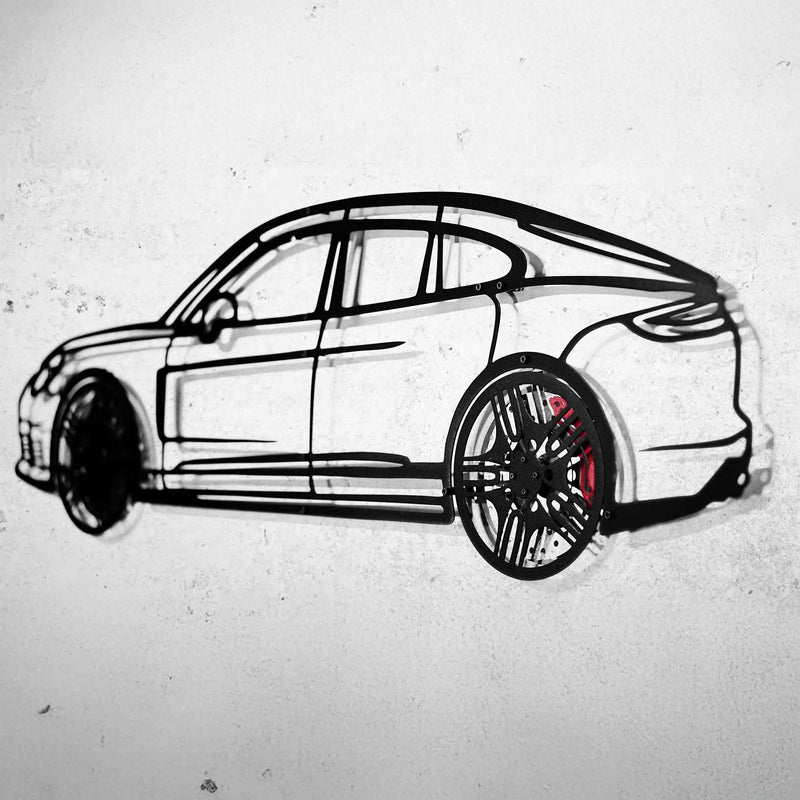 2022 Porsche Panamera 4S Wall Art – Steel Silhouette with Spinning Wheels-KAFMEKA009 by Enova Art