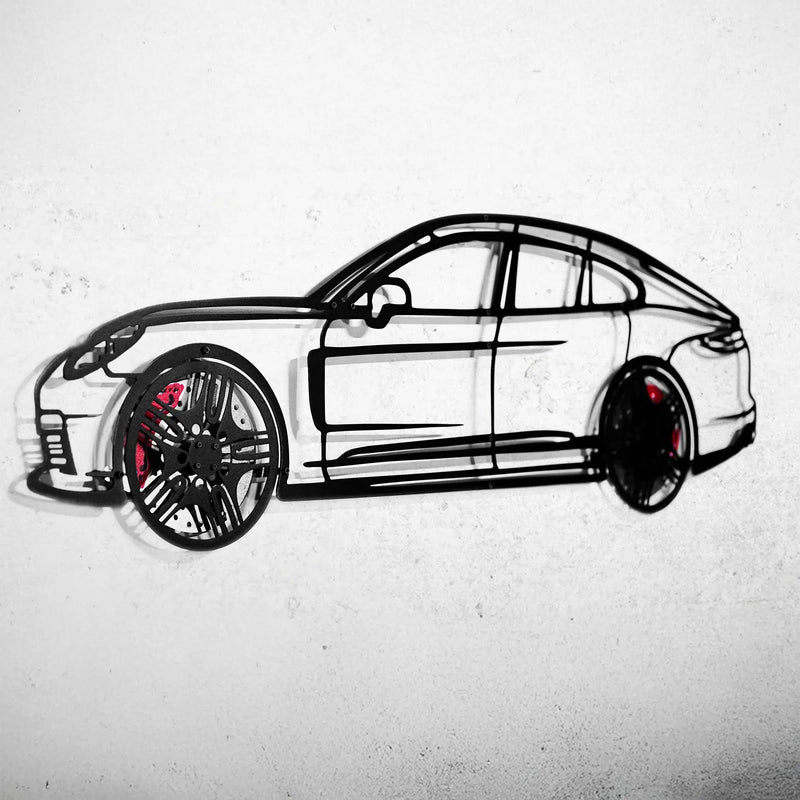 2022 Porsche Panamera 4S Wall Art – Steel Silhouette with Spinning Wheels-KAFMEKA009 by Enova Art
