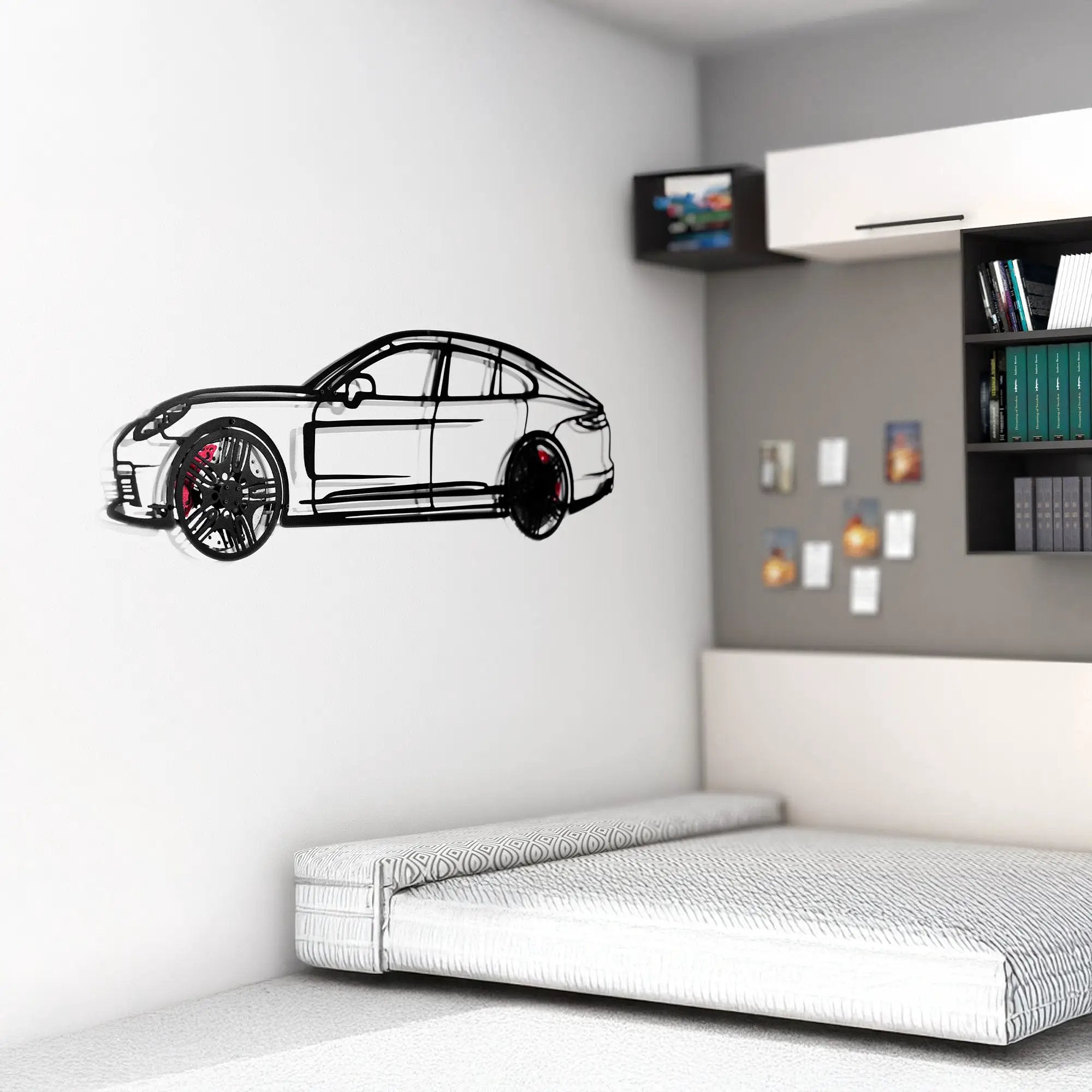 2022 Porsche Panamera 4S Wall Art – Steel Silhouette with Spinning Wheels-KAFMEKA009 by Enova Art