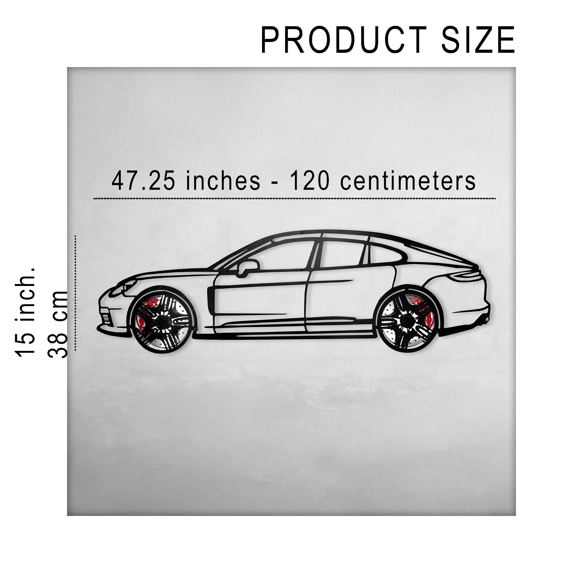 2022 Porsche Panamera 4S Wall Art – Steel Silhouette with Spinning Wheels-KAFMEKA009 by Enova Art